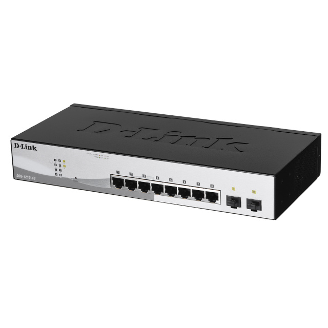 D-Link switch DGS-1210-10/E, 10-Port, Gigabit, 2 SFP, must/hõbedane
