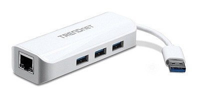 Trendnet adapter USB 3.0 to 1x Gbit Ethernet Adapter and 3x USB 3.0, valge