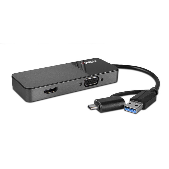 Lindy adapter USB 3.0 Typ A and C auf HDMI & VGA