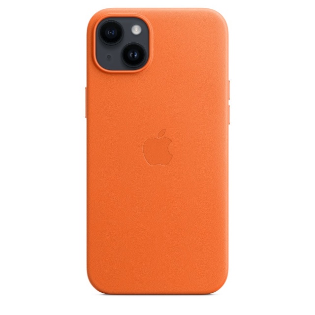 Apple kaitsekest iPhone 14 Plus Leather Case with MagSafe Orange, oranž