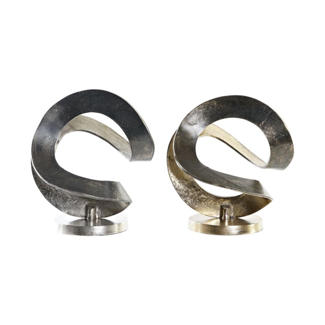 DKD Home Decor dekoratiivkuju 30x29x33cm Abstraktne Hõbedane kuldne Kaasaegne 2tk