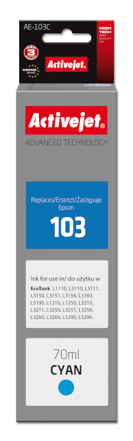 Activejet tindikassett AE-103C Ink ( Epson 103 C13T00S24A, Supreme, 70 ml, sinine)