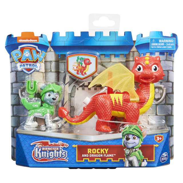 Paw Patrol mängufiguuride komplekt Rescue Knights Rocky and Dragon Flame, 6063596