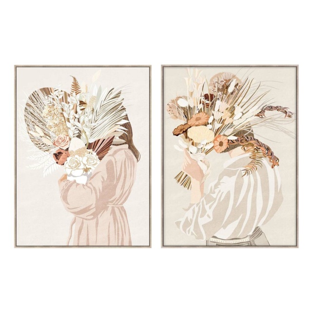 DKD Home Decor maal 90x4x120cm Lillekimp Linna (2tk)