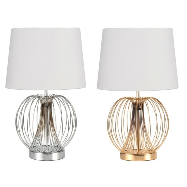 DKD Home Decor laualamp 32.5x32.5x52cm metall valge 220 V 50 W (2tk)