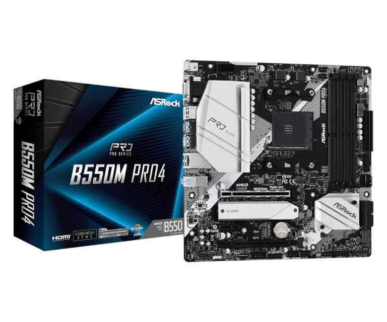 ASRock emaplaat B550M Pro4 AMD AM4 DDR4 mATX, 90-MXBDK0-A0UAYZ