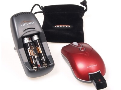 Media-Tech hiir Vagabond punane + 2xAA/AAA/9V akulaadija + 2xAAA akud