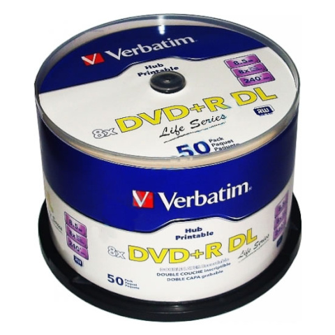 Verbatim toorikud 1x50 DVD+R DL wide pr. 8x Speed, 8,5GB Life Series