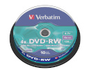 Verbatim toorikud 1x10 DVD-RW 4,7GB 4x Speed, matte silver Cakebox