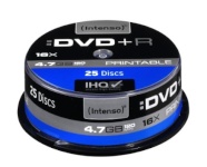 Intenso toorikud 1x25 DVD+R 4,7GB 16x Speed Cakebox printable