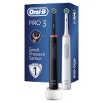 Braun elektriline hambahari Oral-B Pro3 3900 Cross Action Duo Pack + Bonus Handle, 2tk, must/valge