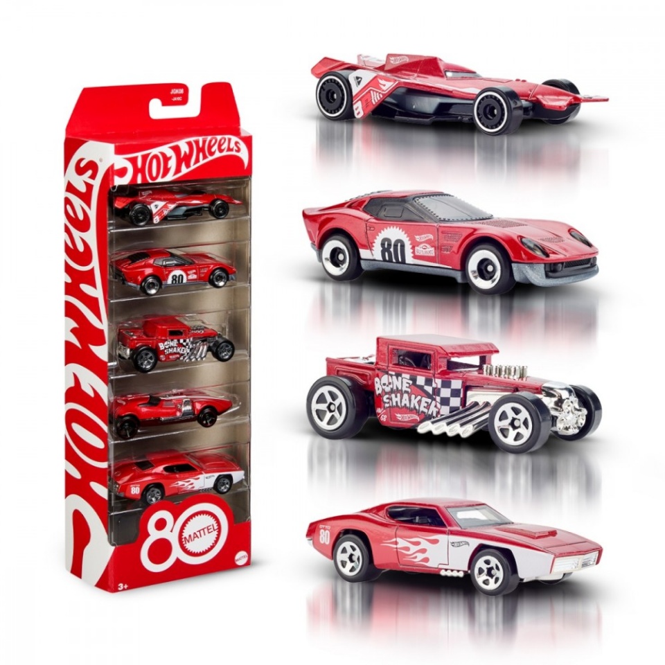 Hot Wheels JGK08 mänguauto 80th anniversary 5-pack 1:64