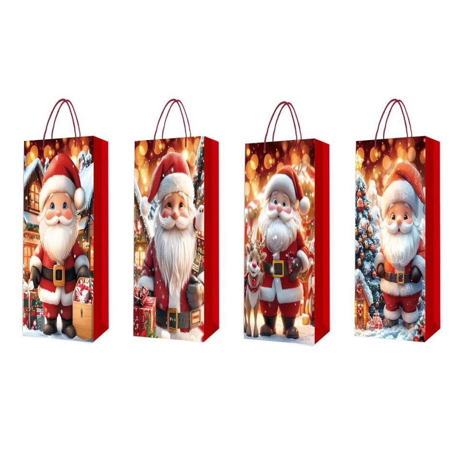 H4Y kinkekott pudelile FUN SANTA, 12x36x9cm, mix