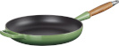 Le Creuset malmpann Signature Cast Iron Pan with Wooden Handle, 28cm, roheline
