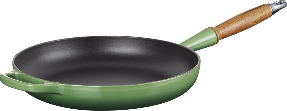 Le Creuset malmpann Signature Cast Iron Pan with Wooden Handle, 28cm, roheline