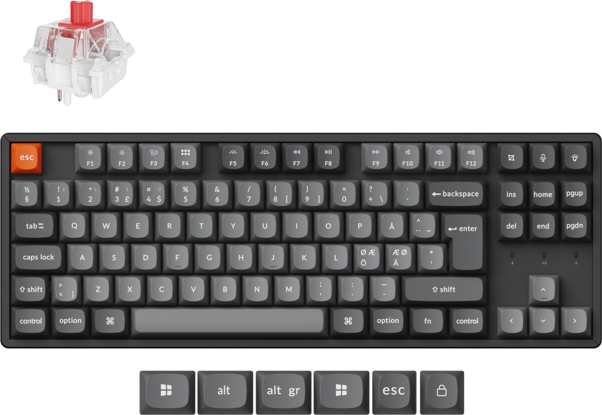 Mehaaniline Keychron klaviatuur K8 MAX QMK, Super Red lülitid