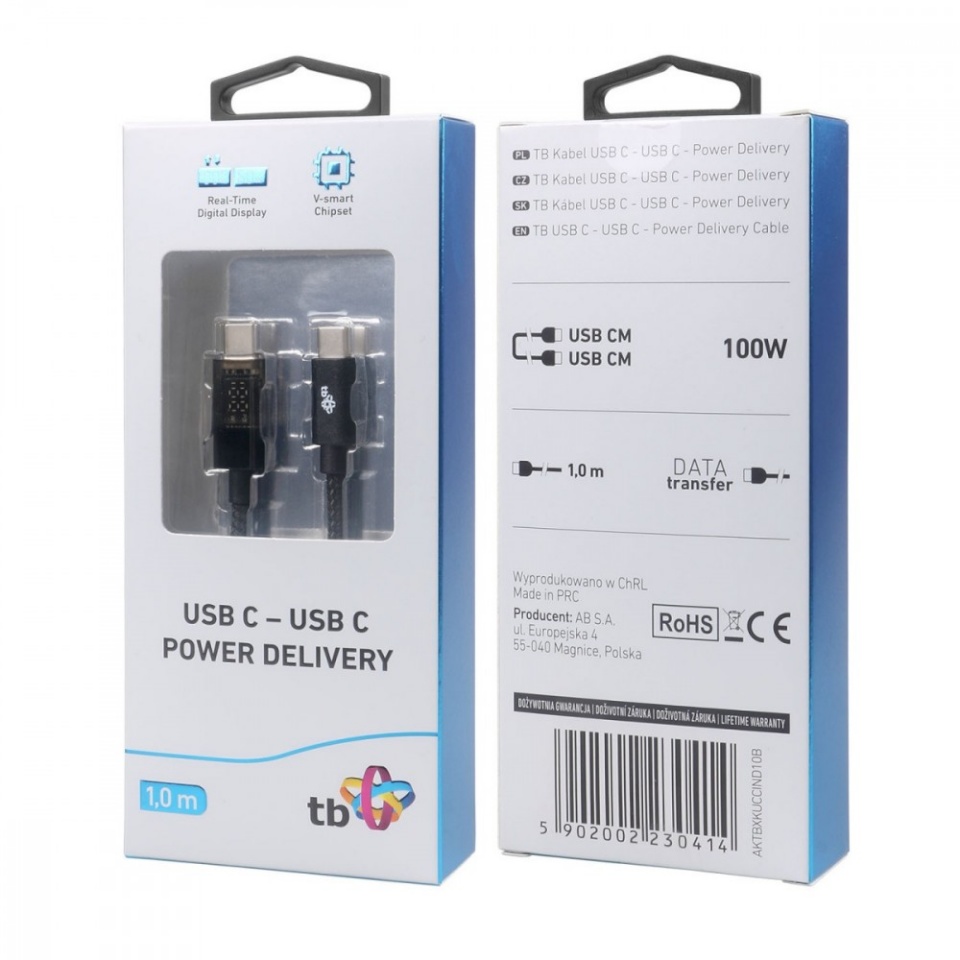 TB kaabel USB C Cable 1m with Charging indicator 100W