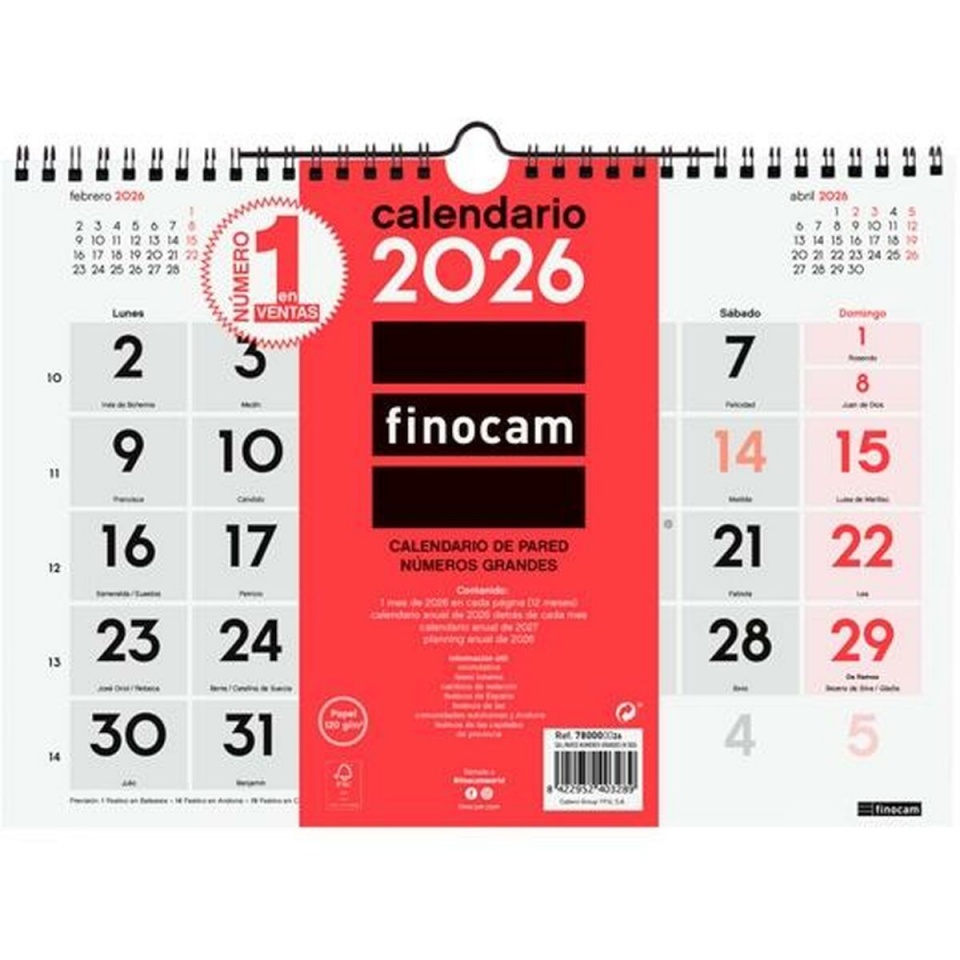 Finocam Seinakalender A4 paber 2026 30x21cm