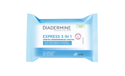 Diadermine niisked salvrätikud Express Fresh 3-In-1 Cleansing Wipes 40tk, naistele