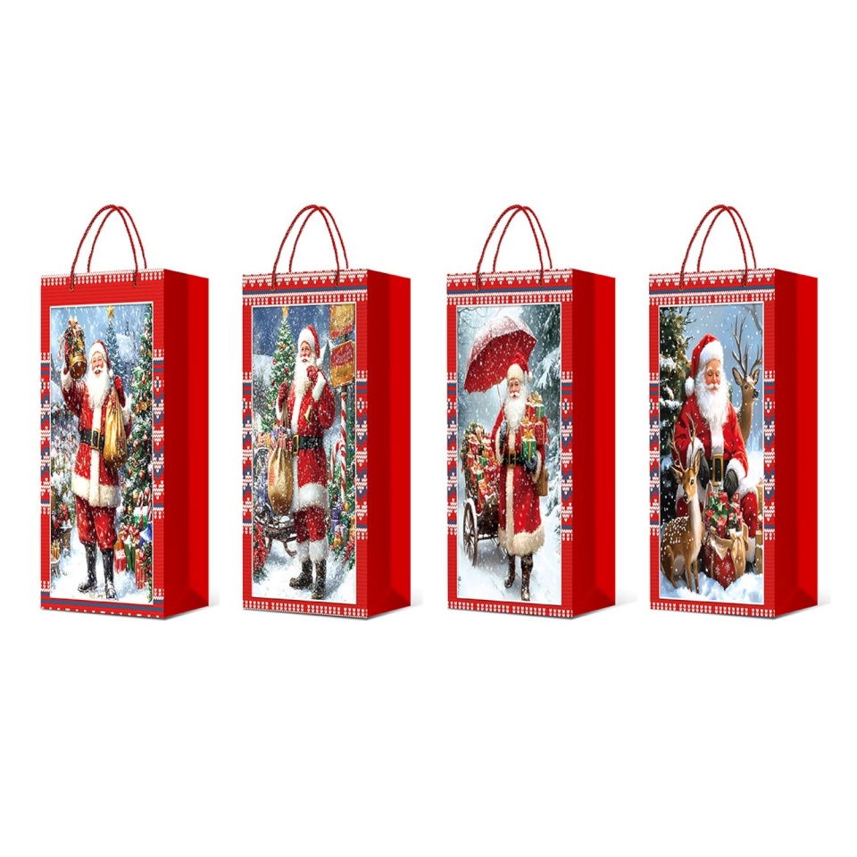 H4Y kinkekott pudelile SANTA DAY, 12x36x9cm, mix