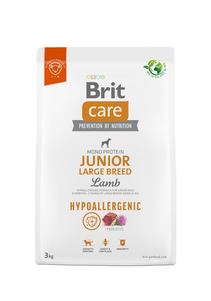 Brit kuivtoit koerale Care Hypoallergenic Junior Large Breed Lamb - Dry Dog Food- 3kg
