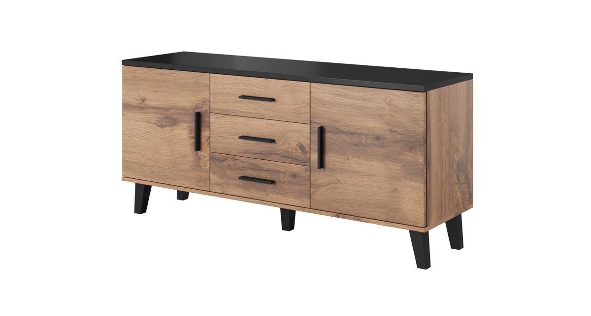 Cama Meble puhvetkapp Sideboard LOTTA 150 2D3S wotan oak + mat must