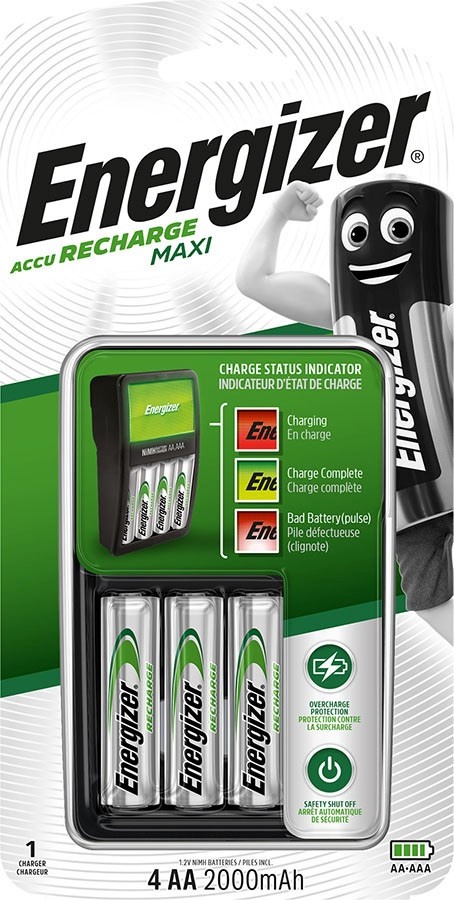 Energizer akulaadija Maxi ACCU HR6 POW + 2 AA 2000 mAh batteries
