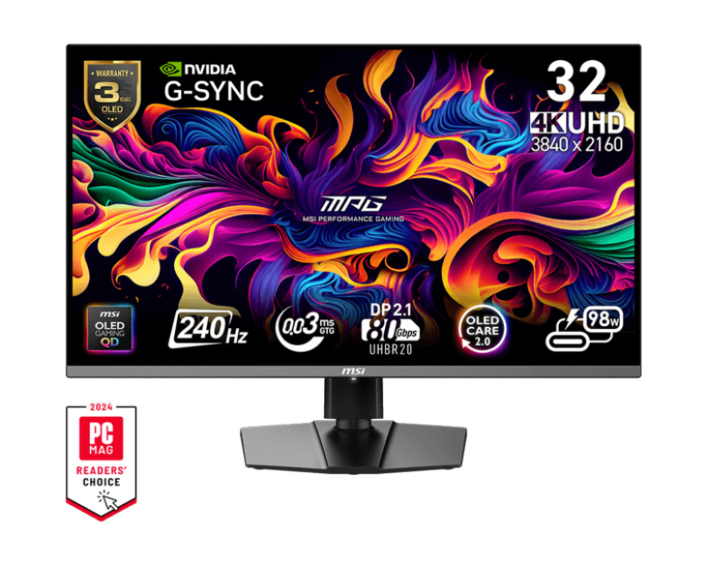 MSI monitor MPG 322URX QD-OLED - 31.5" | QD-OLED | 4K UHD | 0.03ms | 240Hz
