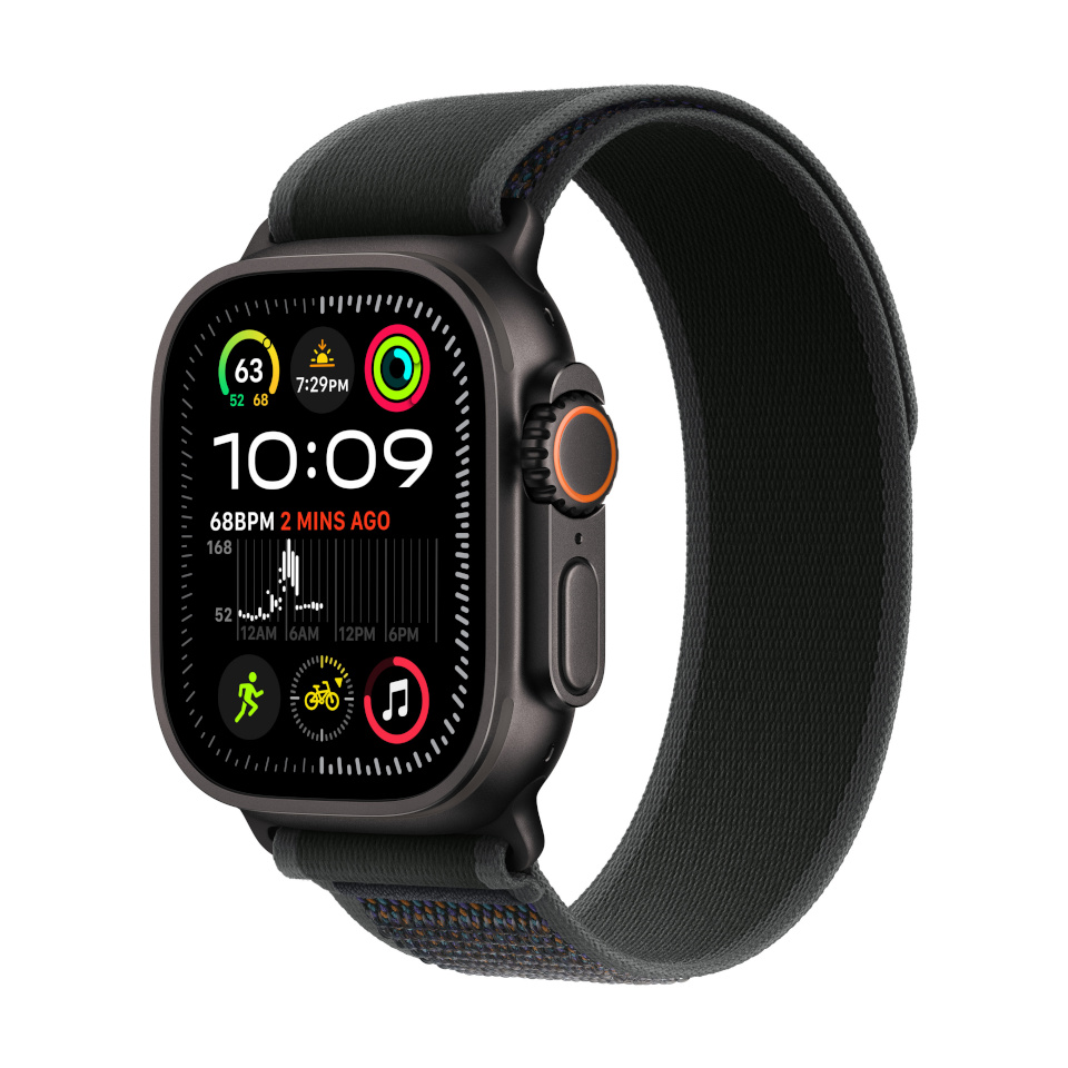 Apple Watch Ultra 2 (GPS + Cellular) 49 mm must titaankorpus ja must Trail rihm, S/M (MX4U3)