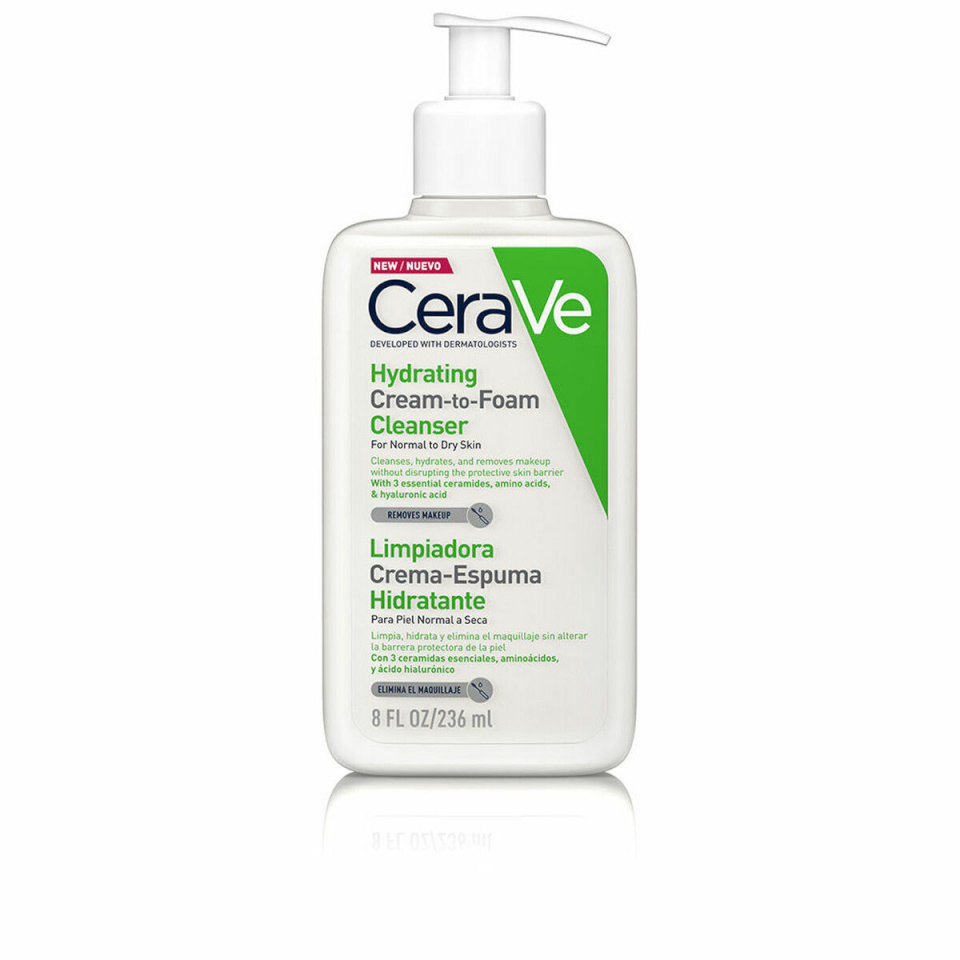 CeraVe näopuhastaja Facial Cleansers Hydrating Cream-to-Foam 236ml, naistele