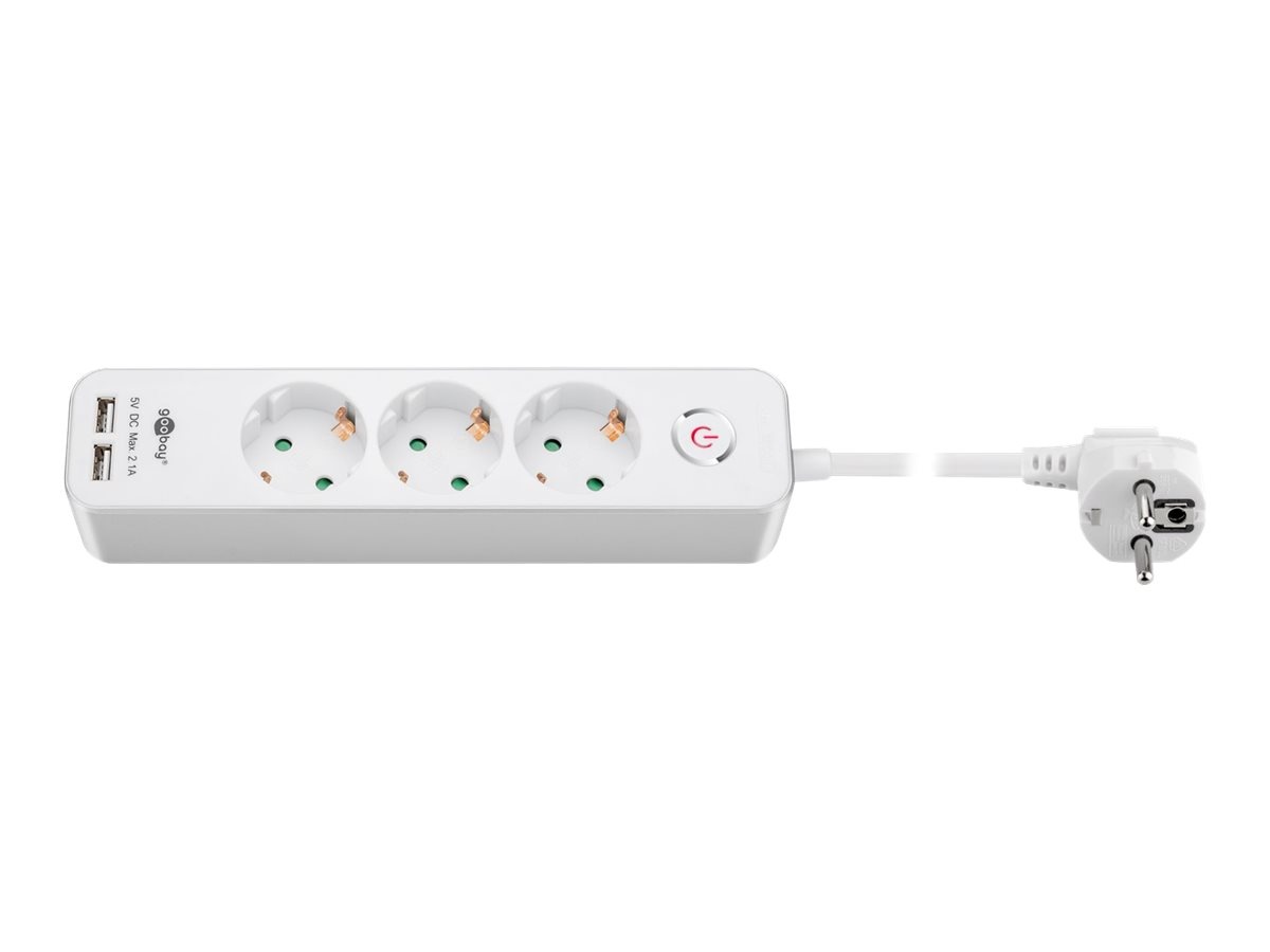 Goobay pikendusjuhe 41264 3-Way Power Strip with Switch and USB | Sockets quantity 3