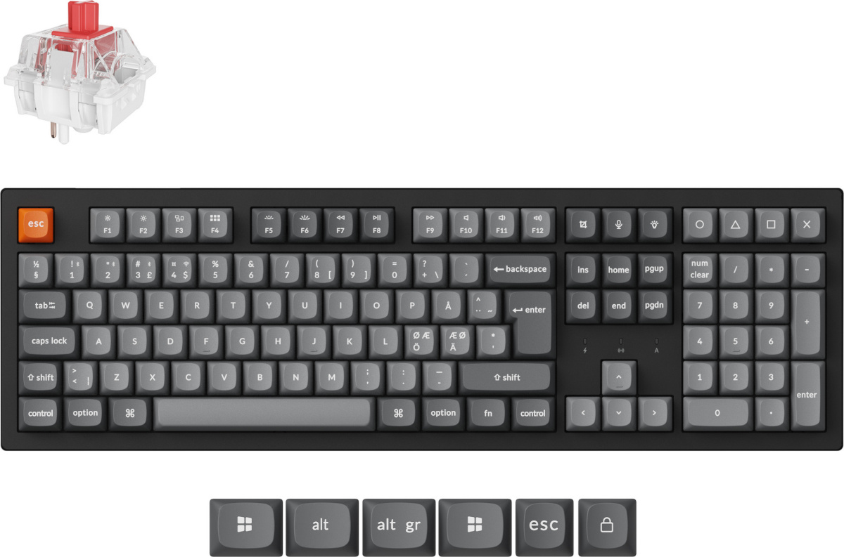 Mehaaniline klahvistikuga klaviatuur K10 MAX QMK, Super Red lülititega