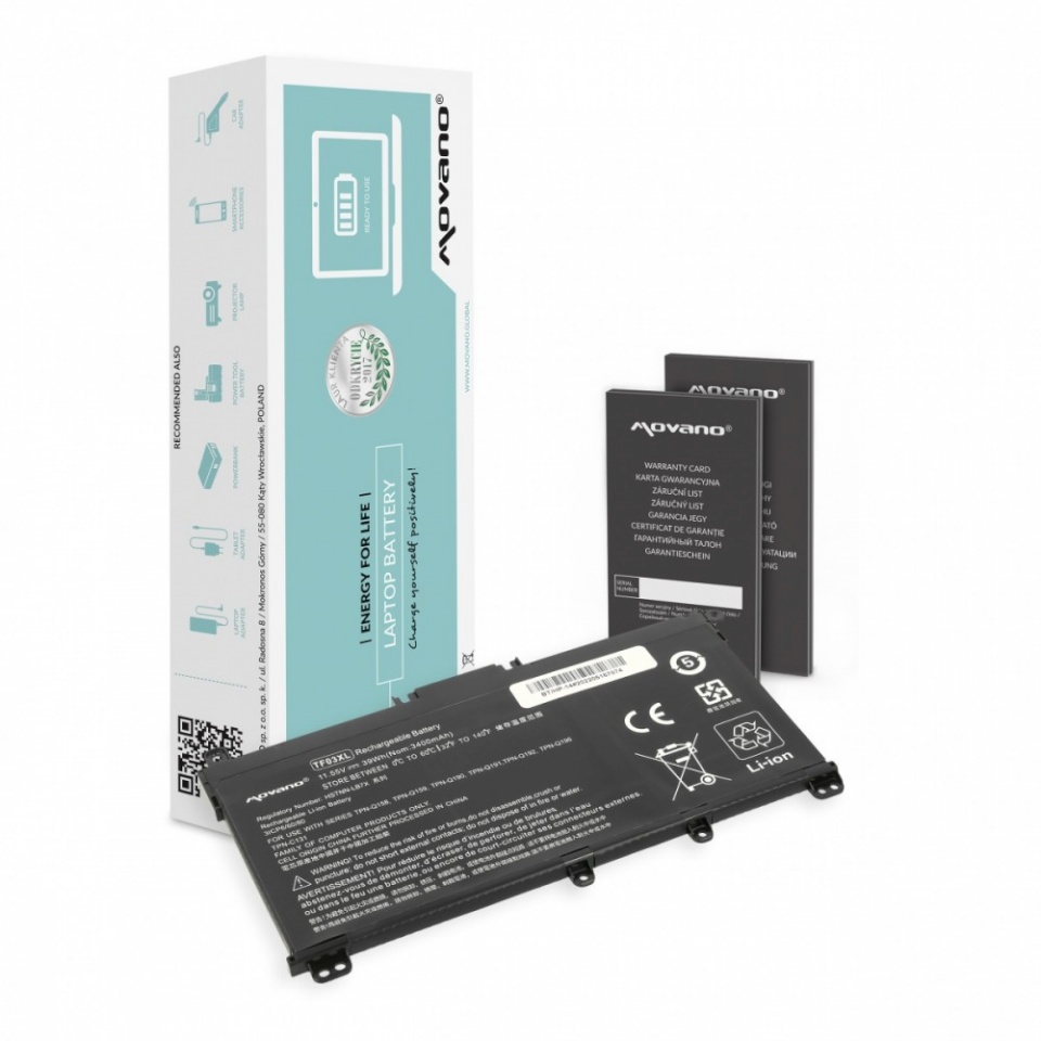 Movano sülearvuti aku TF03XL for HP Pavilion 14-BF 14-BP 15-CD - 3400 mAh (39 Wh)