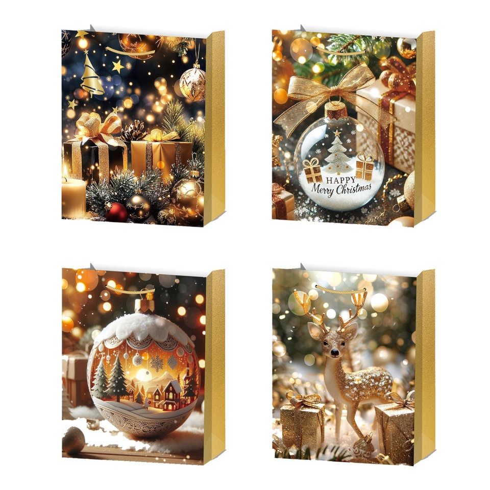 H4Y kinkekott XMAS GOLD S, 18x24x8,5cm, mix