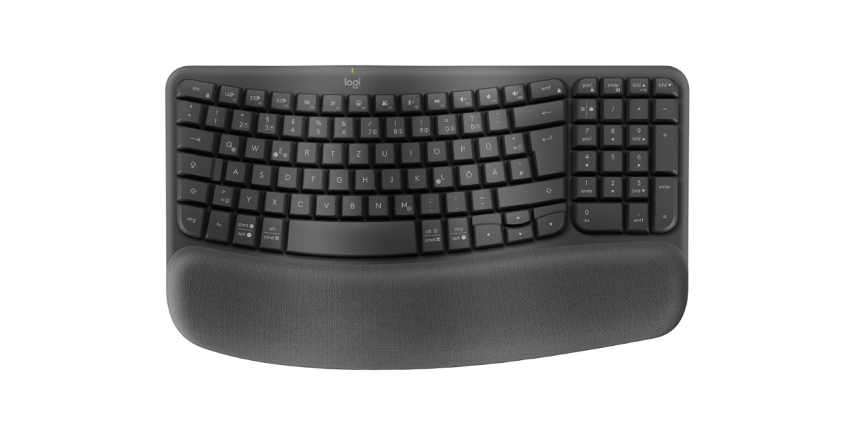 Logitech klaviatuur Wave Keys (graphit, DE-Layout, Logi Bolt, Bluetooth, for Windows/macOS/ChromeOS/Android/Linux)
