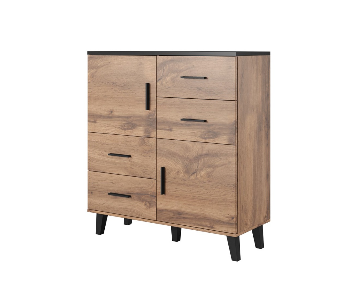 Cama Meble puhvetkapp Sideboard LOTTA 110 2D4S wotan oak/mat must