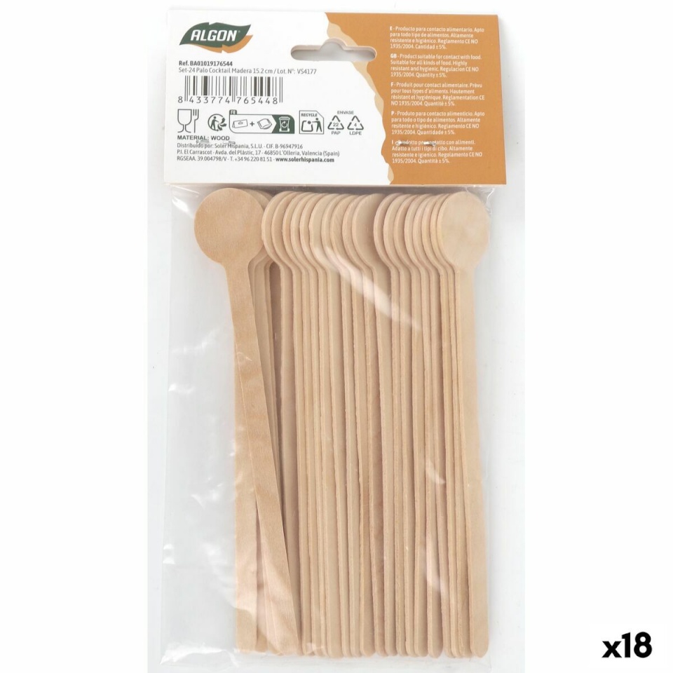 Algon lusikate komplekt Puit 15,2cm 24tk (18tk)