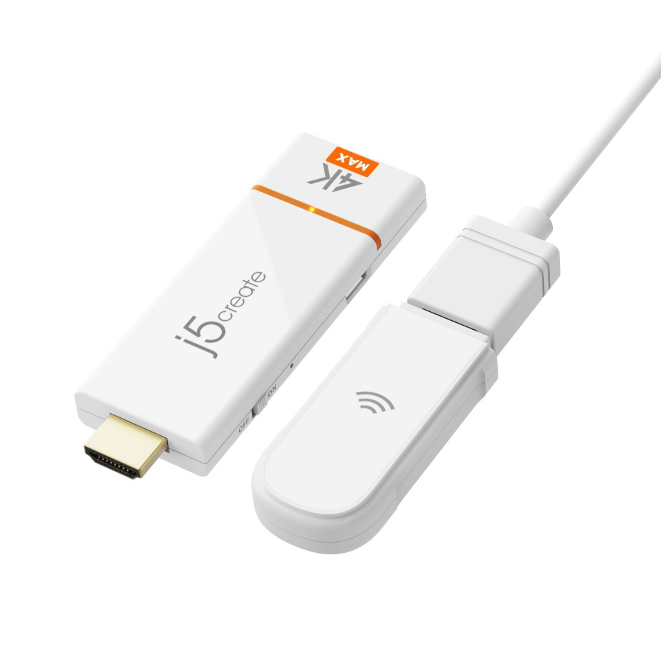J5 Create adapter do bezprzewodowego przesyłania obrazu i dźwięku j5create Screencast 4K HDMI Wireless Display adapter, Miracast/AirPlay/Chromecast, Admin Gateway Password, Double Antennas, valge JVAW76MAX-N