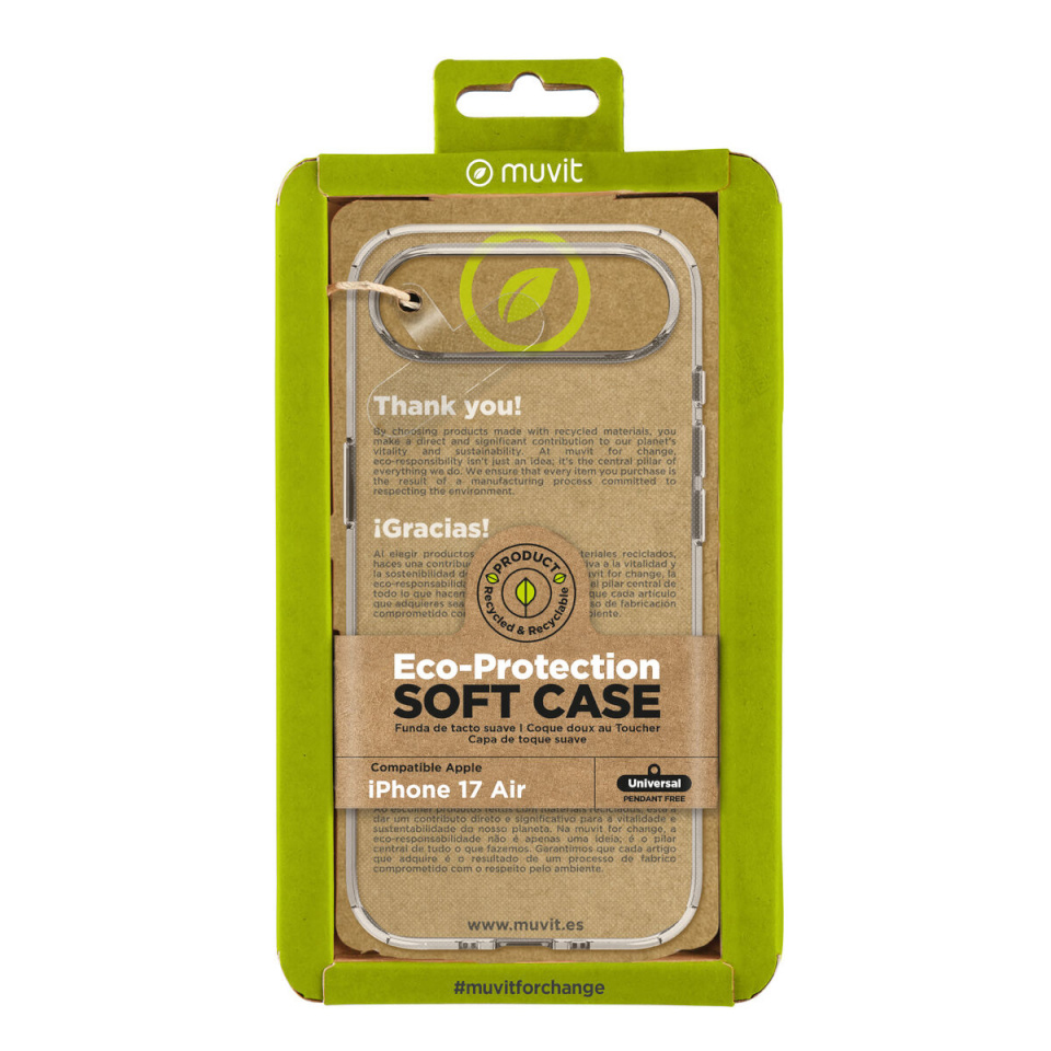 Muvit for Change kaitsekest iPhone Air läbipaistev