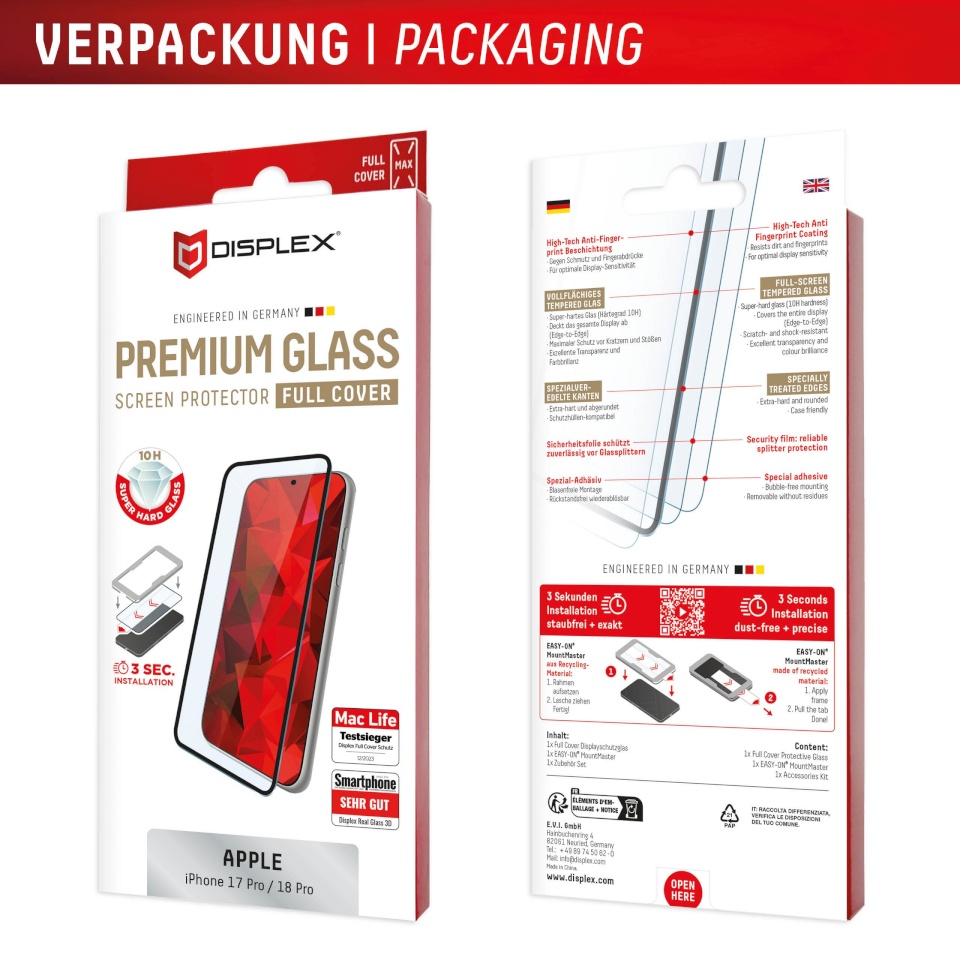 Displex kaitseklaas Apple iPhone 17 Pro/18 Pro Premium Screen Glass MM By Transparent