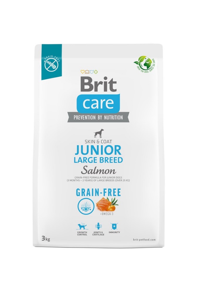 Brit kuivtoit koerale Dry Food for young Dog (3 months - 2 years), large breeds over 25kg - Care Dog Grain-Free Junior Large salmon 3kg