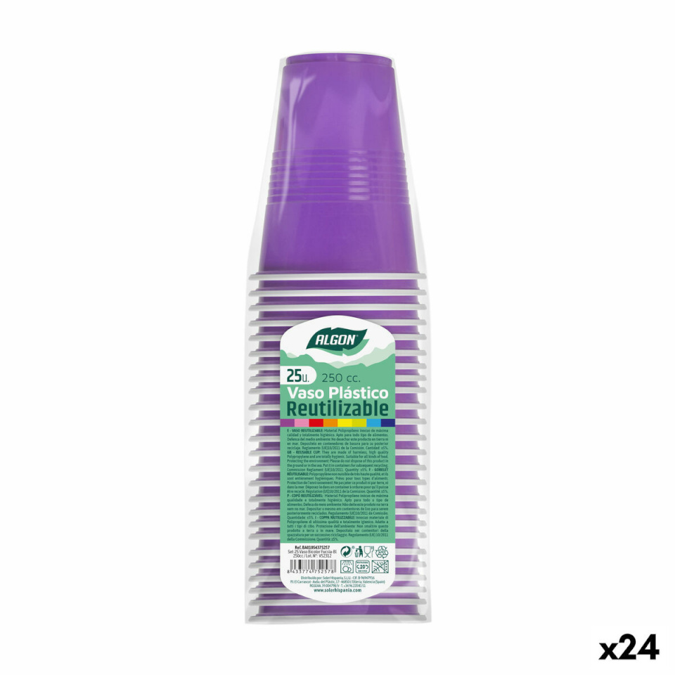Algon Korduvkasutatavate prillide komplekt fuksiaroosa 24tk 250ml (25tk)