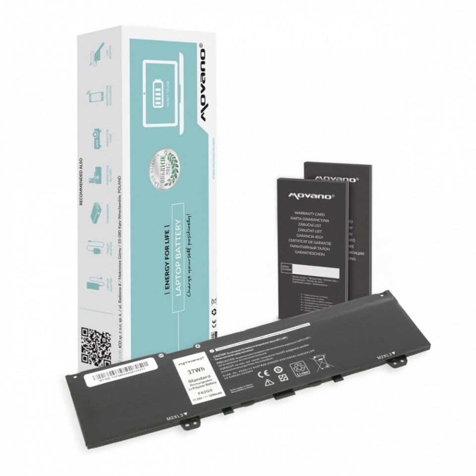 Movano sülearvuti aku Y5XF9 for Dell Inspiron 13 5370 7373 7386 - 3200 mAh (37 Wh)
