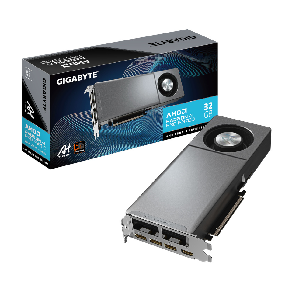 Gigabyte videokaart Radeon Pro 9700 AI TOP 32GB GDDR6 HDMI 3xMini DP