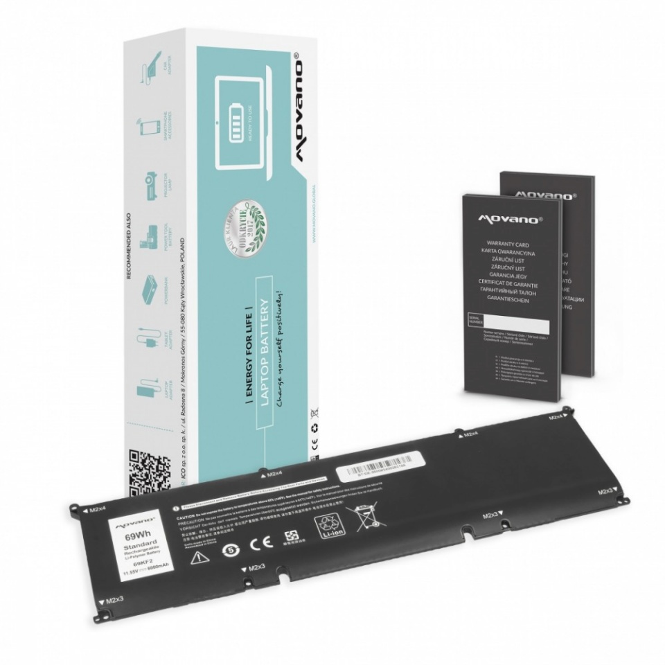 Movano sülearvuti aku 69KF2 for Dell Alienware M17 M15 R3 R4 Precision 5550 XPS 9500 9510 - 6000 mAh (69 Wh)