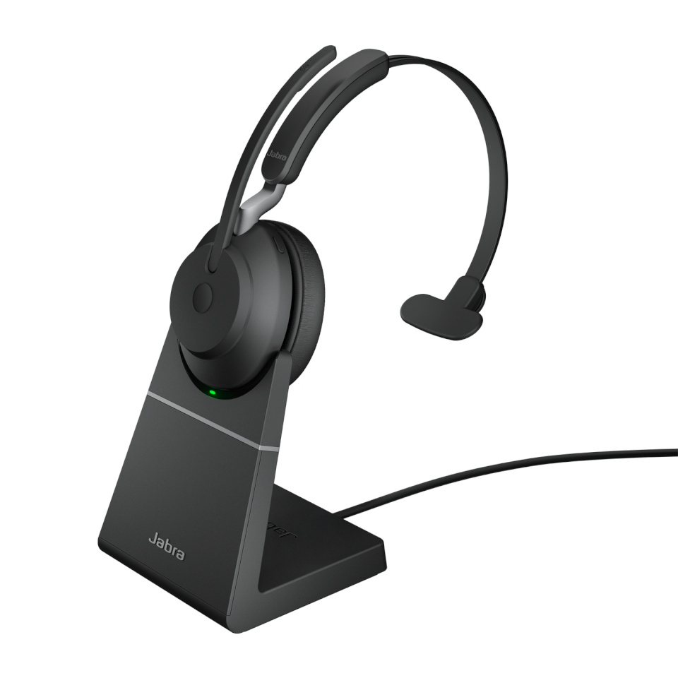 Jabra kõrvaklapid Evolve2 65 USB-A UC Mono with Charging Stand - must