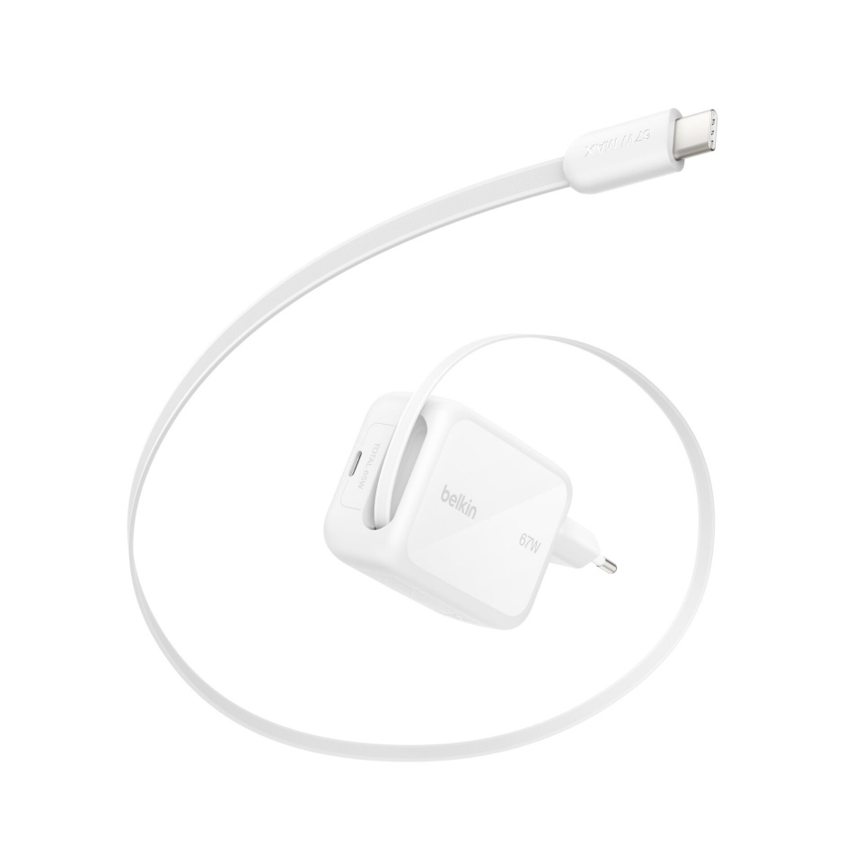 Belkin laadija BOOST Charge Pro 67W Dual GaN einziehb.Kabel ws WCH022kqWH