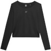 4F T-särk naistele Longsleeve F218 sügav must 4FWSS24TFLOF218 20S suurus S