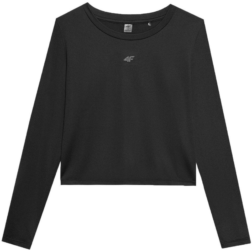 4F T-särk naistele Longsleeve F218 sügav must 4FWSS24TFLOF218 20S suurus S