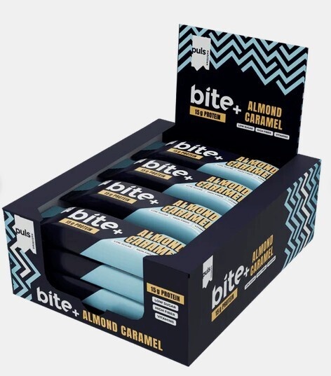 Puls Nutrition proteiinibatoon Bite+ mandlikaramell, 50 g, 12 tk pakis
